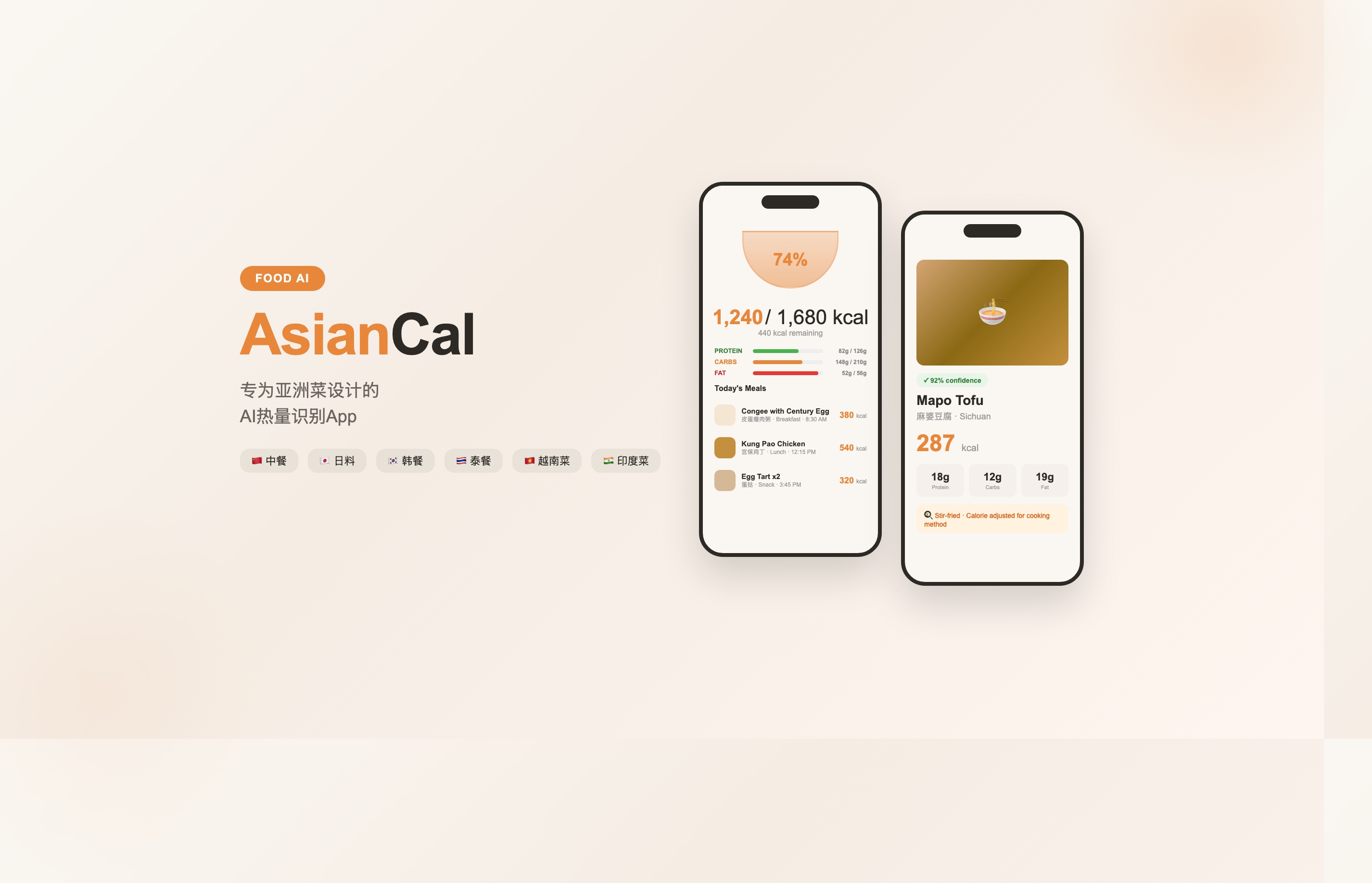 AsianCal 亚洲菜热量识别